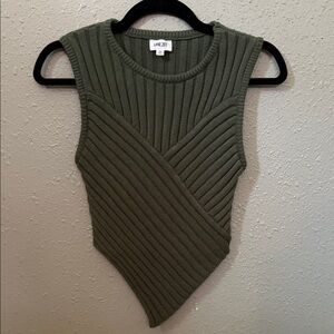 Olive Green Ribbed Sleeveless Top